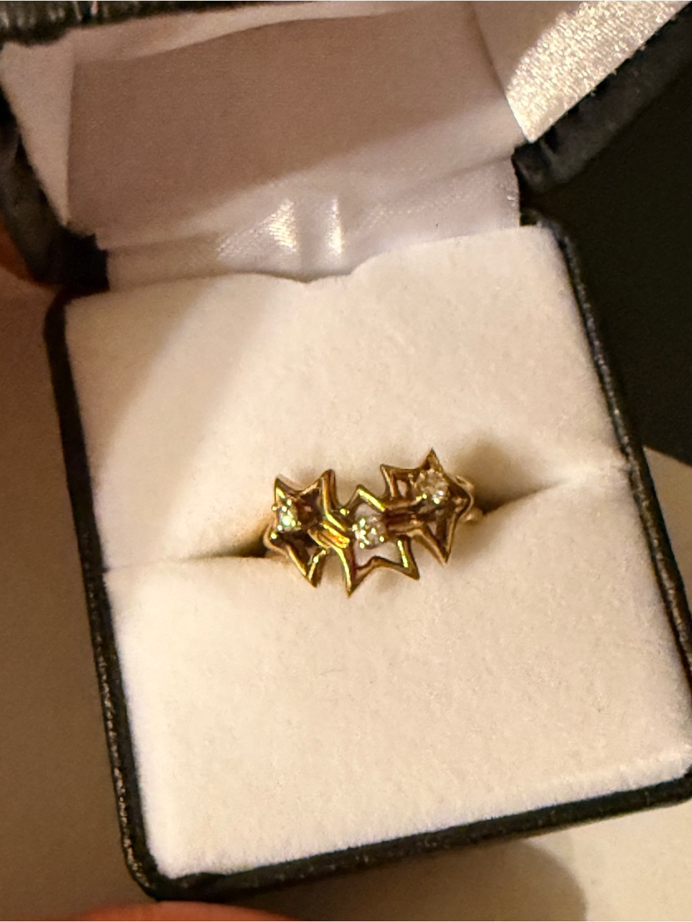 Vintage Authentic Tiffany & Co. 18k Triple Star Diamond Ring